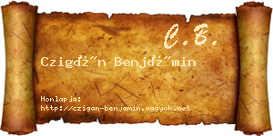 Czigán Benjámin névjegykártya